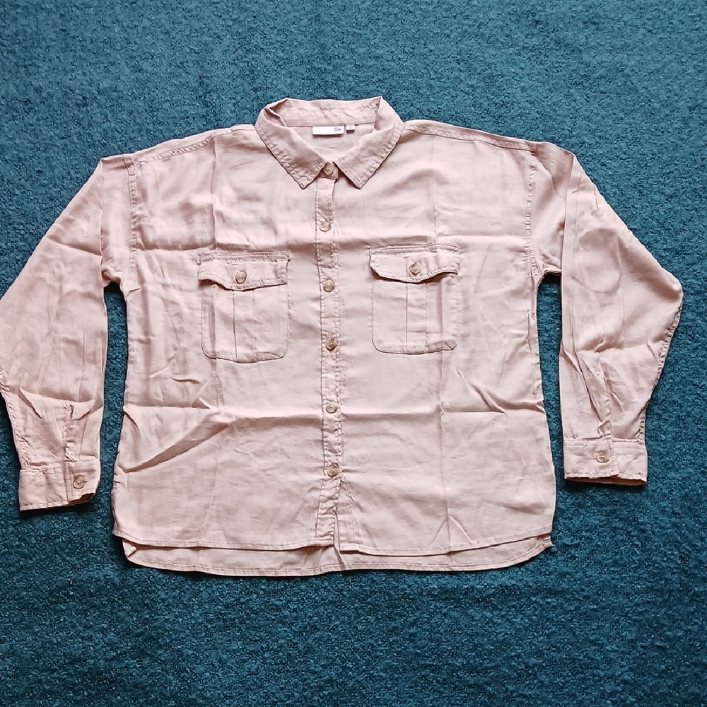 SO Women's Long Sleeve Button-Up Shirt -‎ Light Pink